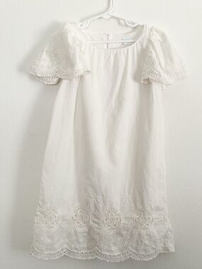 Edgehill Collection White Eyelet Cotton Girls' Dress